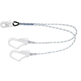 KRATOS 1.5m Twin Tail Rope Restraint Lanyard with Scaffold Hooks